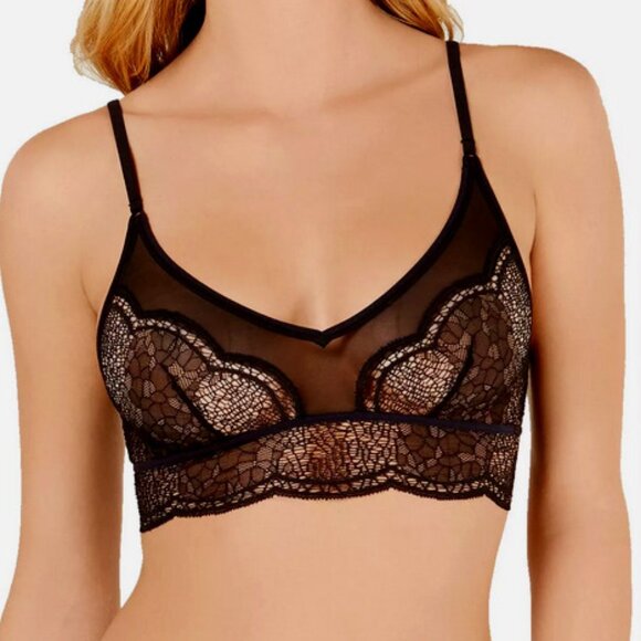 Calvin Klein Crackled Lace Triangle Bralette - QF4726 (Black)